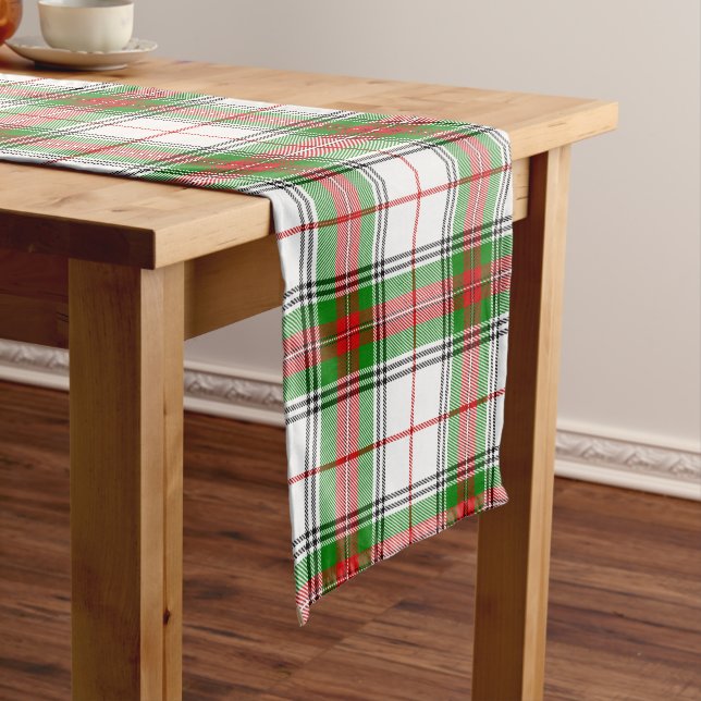 Red Green White Tartan Plaid Short Table Runner (In Situ)