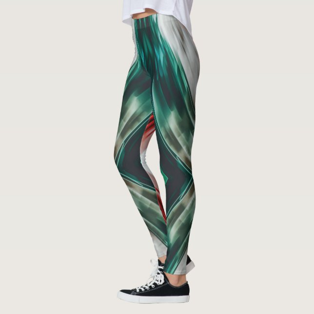 Red Green white tricolor Leggings (Left)