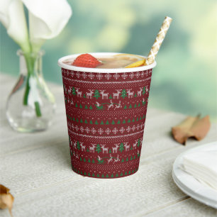 Red Green White Ugly Christmas Sweater Paper Cups