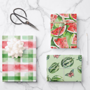 Red Green White Watermelons Birthday Wrapping Paper Sheet