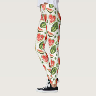 Red Green White Watermelons Hearts Leggings
