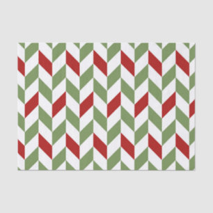 RED GREEN WHITE ZIG ZAG STRIPES TISSUE PAPER
