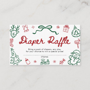 Red Green Winter Baby Shower Diaper Raffle Ticket Enclosure Card