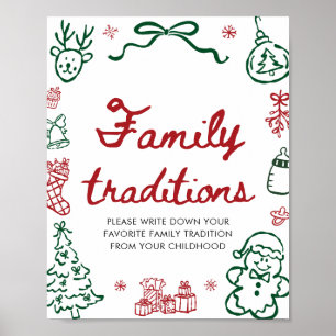 Red Green Winter Baby Shower Family Traditions Poster