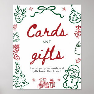 Red Green Winter Christmas Cards and Gifts Sign