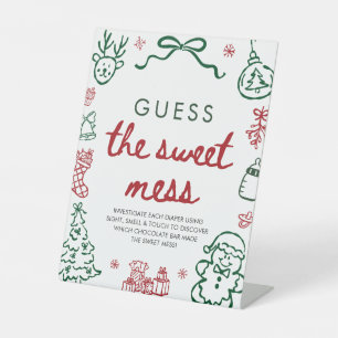 Red Green Winter Christmas Guess The Sweet Mess Pedestal Sign