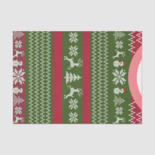 Red Green Winter Christmas Holiday Sweater Custom Tissue Paper