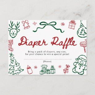 Red Green Winter Diaper Raffle Baby Shower Game Enclosure Card
