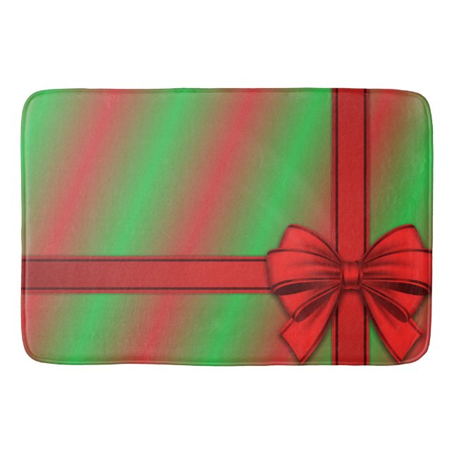 Red Green Wrapped Gift Holiday Bath Mat (Front)