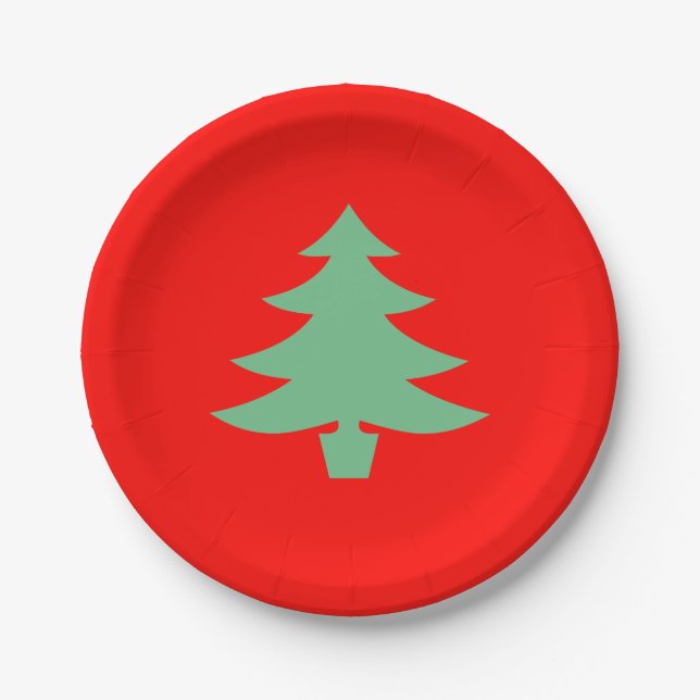 Red Green Xmas Christmas Tree 4Helen Paper Plate (Front)
