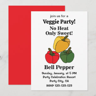 Red Green Yellow Capsicum Bell Pepper Funny Party Invitation