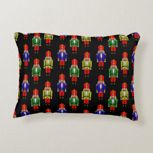 Red Green Yellow Nutcracker Tiled Pattern Decorative Cushion