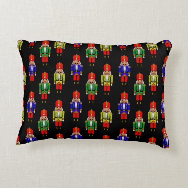 Red Green Yellow Nutcracker Tiled Pattern Decorative Cushion (Back)
