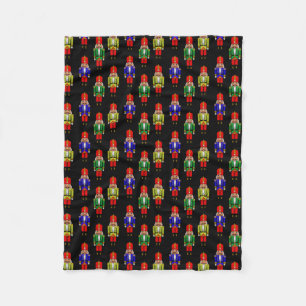 Red Green Yellow Nutcracker Tiled Pattern Fleece Blanket
