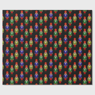 Red Green Yellow Nutcracker Tiled Pattern Wrapping Paper