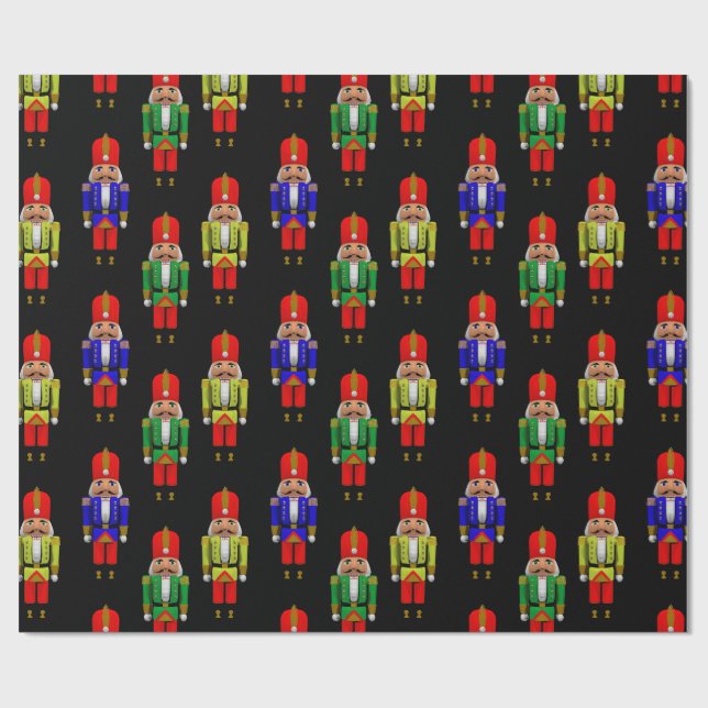 Red Green Yellow Nutcracker Tiled Pattern Wrapping Paper (Flat)
