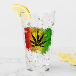 Red Green Yellow Reggae Rasta Leaf Jamaican Grunge Glass