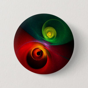 Red Green Yin Yang Modern Abstract Art Pattern #20 6 Cm Round Badge