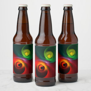 Red Green Yin Yang Modern Abstract Art Pattern #20 Beer Bottle Label