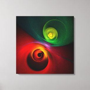 Red Green Yin Yang Modern Abstract Art Pattern #20 Canvas Print