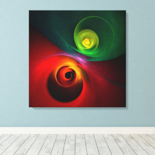 Red Green Yin Yang Modern Abstract Art Pattern #20 Canvas Print
