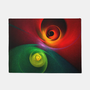 Red Green Yin Yang Modern Abstract Art Pattern #20 Doormat