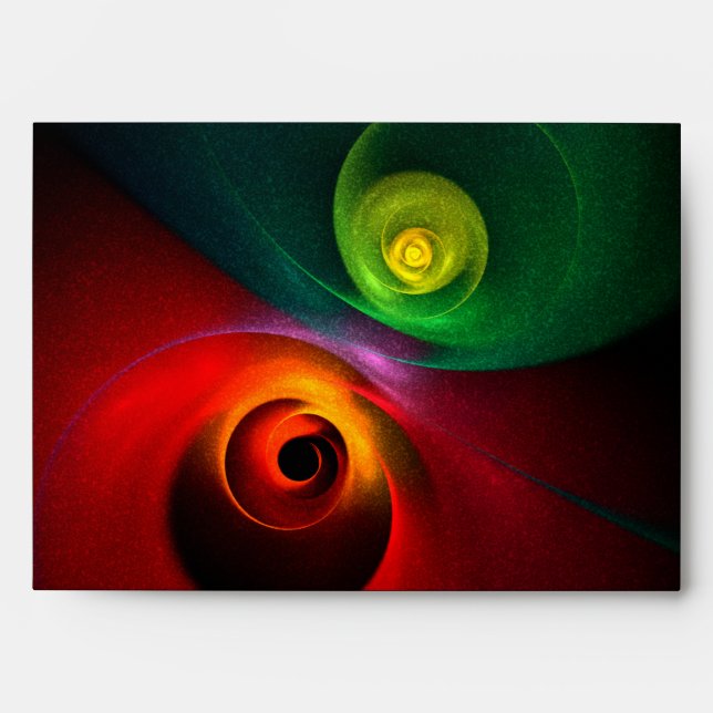 Red Green Yin Yang Modern Abstract Art Pattern #20 Envelope (Front)