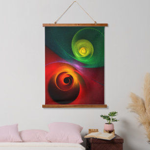 Red Green Yin Yang Modern Abstract Art Pattern #20 Hanging Tapestry