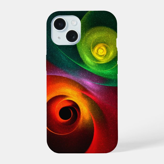 Red Green Yin Yang Modern Abstract Art Pattern #20 iPhone 15 Case (Back)