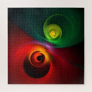 Red Green Yin Yang Modern Abstract Art Pattern #20 Jigsaw Puzzle