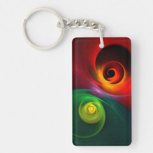 Red Green Yin Yang Modern Abstract Art Pattern #20 Key Ring