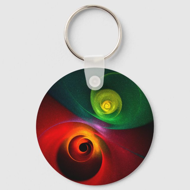 Red Green Yin Yang Modern Abstract Art Pattern #20 Key Ring (Front)