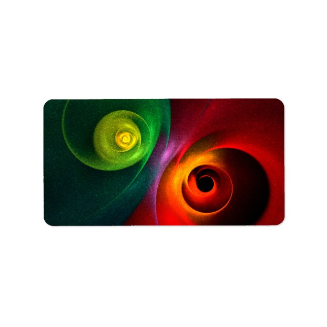 Red Green Yin Yang Modern Abstract Art Pattern #20 Label (Front)