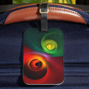 Red Green Yin Yang Modern Abstract Art Pattern #20 Luggage Tag