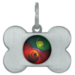 Red Green Yin Yang Modern Abstract Art Pattern #20 Pet ID Tag