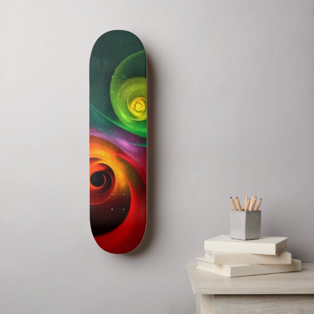 Red Green Yin Yang Modern Abstract Art Pattern #20 Skateboard (Wall Art)
