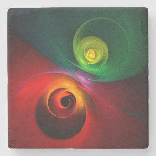 Red Green Yin Yang Modern Abstract Art Pattern #20 Stone Coaster