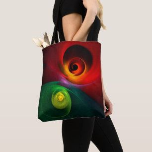 Red Green Yin Yang Modern Abstract Art Pattern #20 Tote Bag