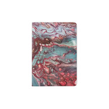 Red grey abstract fluid art