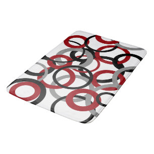 Red, Grey and Black Circles Bath Mat