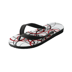 Red, Grey and Black Circles     Kid's Flip Flops