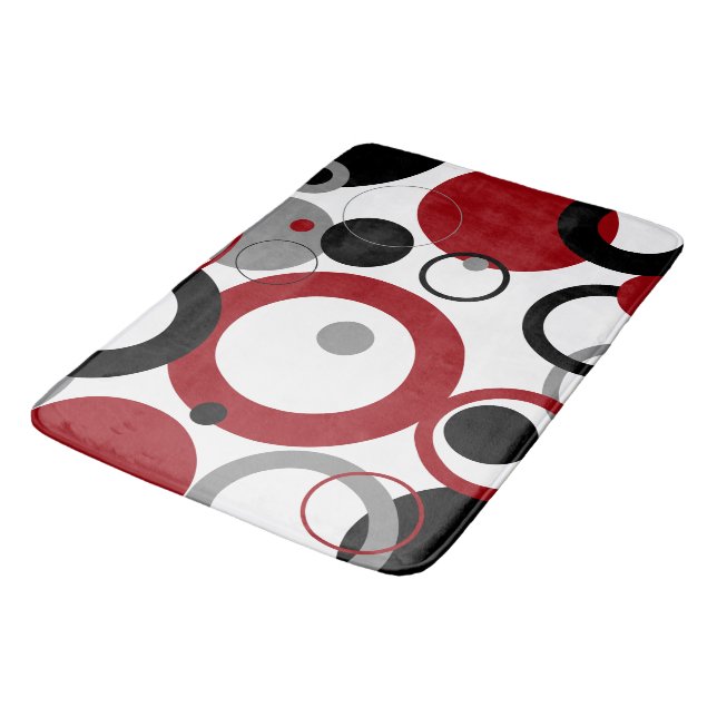 Red, Grey and Black Dots    Bath Mat (Angled)