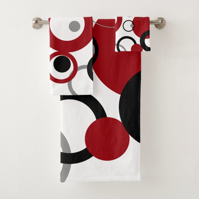 Red, Grey and Black Dots    Bath Towel Set (Insitu)
