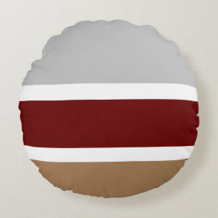 Red, grey and brown stripes round pillow