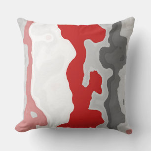 Red, Grey and White Abstract Cushion