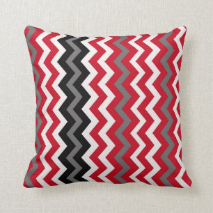 Red,Grey and White Chevron Cushion