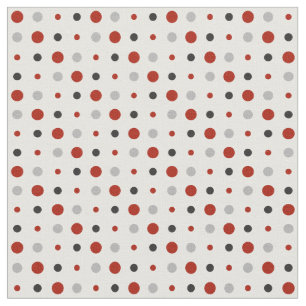 Red, Grey and White Polka dots Fabric