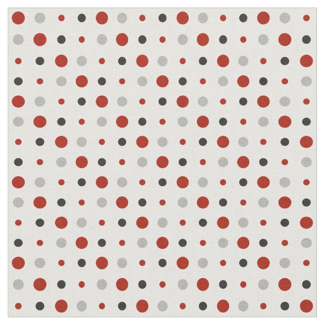 Red, Grey and White Polka dots Fabric (Close Up)