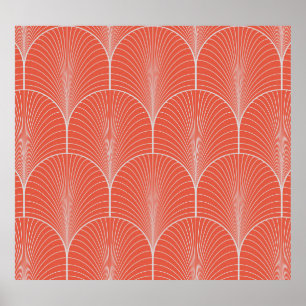 Red-grey art deco, vintage wallpaper. poster