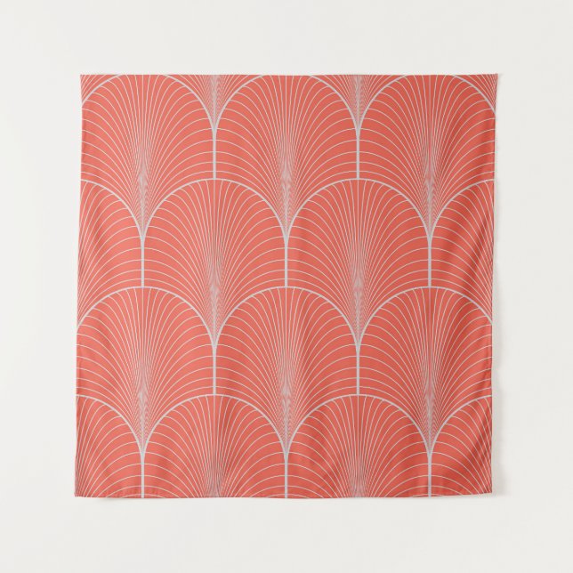 Red-grey art deco, vintage wallpaper. tapestry (Front)
